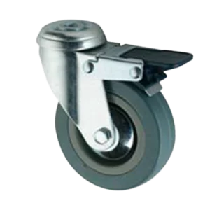 Economy Grey Rubber Bolt Hole Braked Castor Image