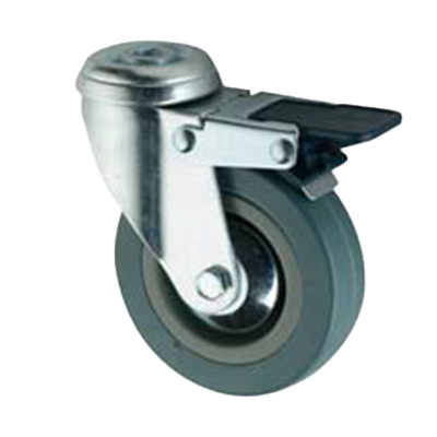 Economy Grey Rubber Bolt Hole Braked Castor Image