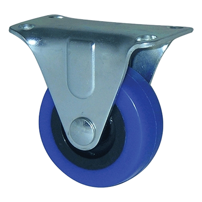 Blue Rubber Plate Fixed Castor Image