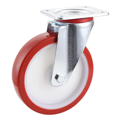 Coldene - Polyurethane Tyre Nylon Core Plate Swivel Castor with Ball Bearings Bore - CDSTPXXXPU-PB - Main Image