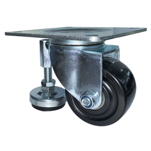 75mm Solid Black Nylon Wheel Pressed Steel Swivel Plate Leveling Castor - CDTP75NY-FT - Product Main Image