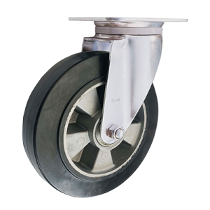 Coldene - Waste Bin Black Elastic Rubber Aluminium Core Swivel Plate Castor - CDSTPXXXEA-BIN - Main Image