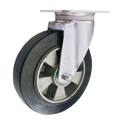Coldene - Waste Bin Black Elastic Rubber Aluminium Core Swivel Plate Castor - CDSTPXXXEA-BIN - Main Image