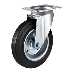 Coldene - Waste Bin Black Rubber Steel Core Plate Swivel Castor - CDSTPXXXPS-BIN - Main Image