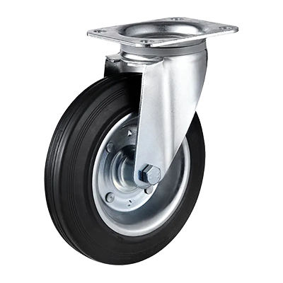 Coldene - Waste Bin Black Rubber Steel Core Plate Swivel Castor - CDSTPXXXPS-BIN - Main Image