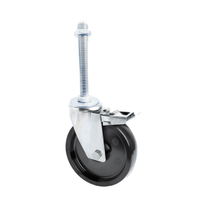 M12 STEM FIXING, 125MM, SOLID BLACK PHENOLIC RESIN WHEEL, STAINLESS STEEL, BOLT HOLE, BRAKED, CASTOR - CDBHBSS100HT-STEMXX