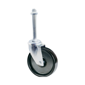 STEM FIXING, SOLID BLACK PHENOLIC RESIN WHEEL, STAINLESS STEEL, BOLT HOLE, CASTOR, 100KG LOAD CDBHSS100HT-STEMXX