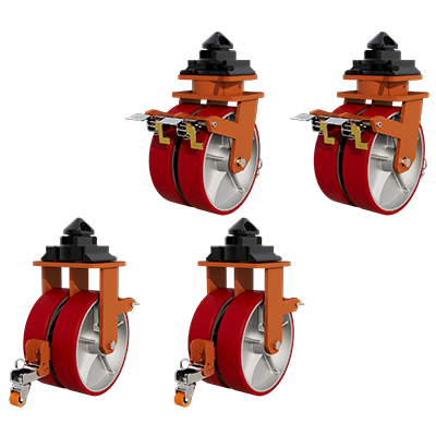 Coldene - Import Range Container Castors - 6 Tonne Light Duty Set of Four Mixed Fixed and Swivel Main Image