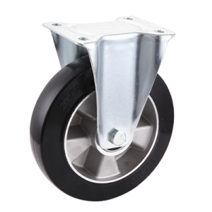 Coldene - Black Elastic Wheel Pressed Steel Fixed Plate Castor - CDFTPXXXEA - Main Image