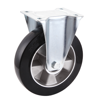 Coldene - Black Elastic Wheel Pressed Steel Fixed Plate Castor - CDFTPXXXEA - Main Image