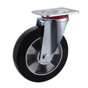 Coldene - Black Elastic Wheel Pressed Steel Swivel Plate Castor - CDSTPXXXEA - Main Image