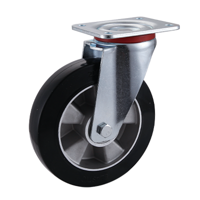 Coldene - Black Elastic Wheel Pressed Steel Swivel Plate Castor - CDSTPXXXEA - Main Image