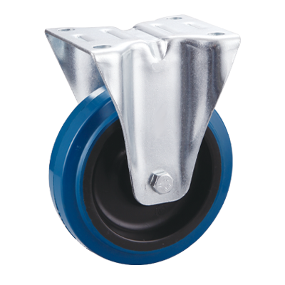 Coldene - Blue Elastic Tyre Nylon Core Pressed Steel Fixed Plate Castor - CDFTPXXXBER - Main Image
