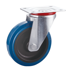 Coldene - Blue Elastic Tyre Nylon Core Pressed Steel Swivel Plate Castor - CDSTPXXXBER - Main Image