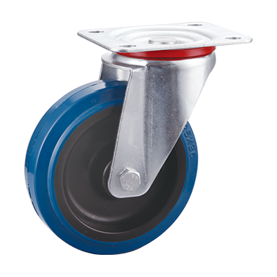 Coldene - Blue Elastic Tyre Nylon Core Pressed Steel Swivel Plate Castor - CDSTPXXXBER - Main Image