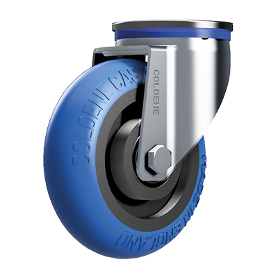 Coldene - EZRoll Blue Ergonomic Polyurethane Tyre Cast Iron Core Bolt Hole Swivel Castor - CDBHXXCIP-ERGO75 - Main Image