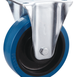 Blue Elastic Rubber Tyre Nylon Core Fixed Castor