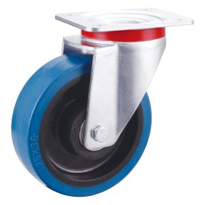 Blue Elastic Rubber Tyre Nylon Core Swivel Castor