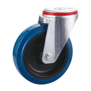 Coldene-Blue-Elastic-Tyre-Nylon-Core-Pressed-Steel-Bolt-Hole-Castor-CDBHXXXBER-Main-Image