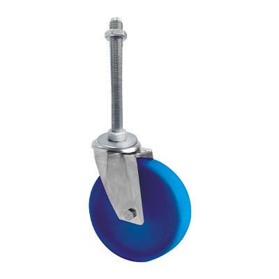 Coldene - Blue Nylon Wheel Bolt Hole Stainless Steel Castor with Stem - CDBHBSSXXXNY-B-STEMXX - Main Image