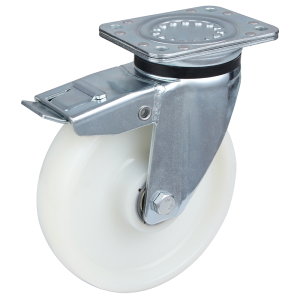 Heavy Duty Solid White Nylon Wheel Swivel Braked Castor