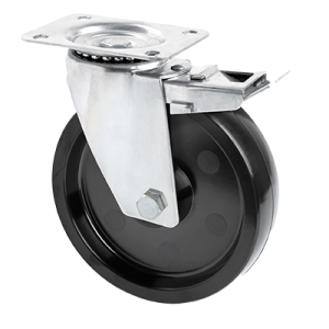 Coldene - Black Phenolic Resin Stainless Steel Braked Swivel Plate Castor - CDSTPBSSXXXHT - Main Image
