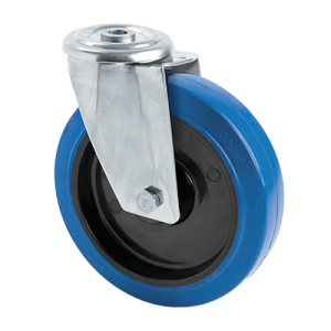Coldene - Blue Elastic Tyre Black Nylon Core Stainless Steel Bolt Hole Swivel Castor - CDBHSSXXXBER - Main Image