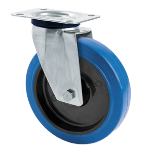 Coldene - Blue Elastic Tyre Black Nylon Core Stainless Steel Swivel Plate Castor - CDSTPSSXXXBER - Main Image