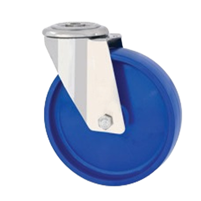 Coldene-Blue-Solid-Nylon-Wheel-Bolt-Hole-Stainless-Steel-Castor-with-Plain-Bore-CDBHSSXXXNY-B-Main-Image