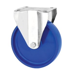Coldene - Blue Solid Nylon Wheel Fixed Plate Stainless Steel Castor with Plain Bore - CDFTPSSXXXNY-B - Main Image