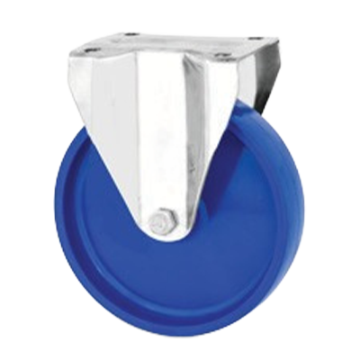 Coldene - Blue Solid Nylon Wheel Fixed Plate Stainless Steel Castor with Plain Bore - CDFTPSSXXXNY-B - Main Image