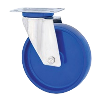 Coldene - Blue Solid Nylon Wheel Swivel Plate Stainless Steel Castor with Plain Bore - CDSTPSSXXXNY-B - Main Image