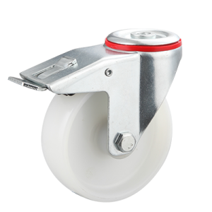Coldene-Nylon-Wheel-Bolt-Hole-Swivel-Braked-Castor-with-Plain-Bore-CDBHBXXXNY-PB-Main-Image