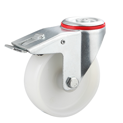 Coldene-Nylon-Wheel-Bolt-Hole-Swivel-Braked-Castor-with-Plain-Bore-CDBHBXXXNY-PB-Main-Image