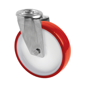 Coldene - Polyurethane Tyre Nylon Core Stainless Steel Bolt Hole Swivel Castor - CDBHSSXXXPU - Main Image