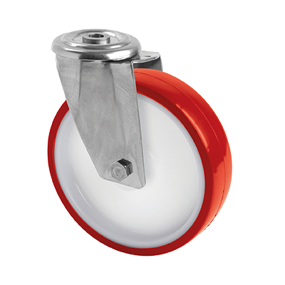 Coldene - Polyurethane Tyre Nylon Core Stainless Steel Bolt Hole Swivel Castor - CDBHSSXXXPU - Main Image