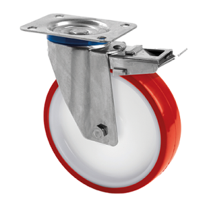 Coldene - Polyurethane Tyre Nylon Core Stainless Steel Swivel Plate Castor - CDSTPBSSXXXPU-PB - Main Image
