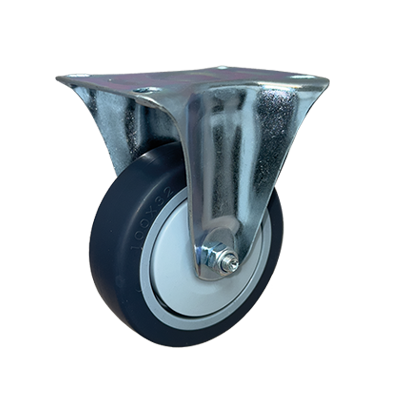 Grey Non Marking Rubber Tyre Plastic Core Pressed Steel Fixed Plate Castor - CDIFTPXXXTPR - Main Image