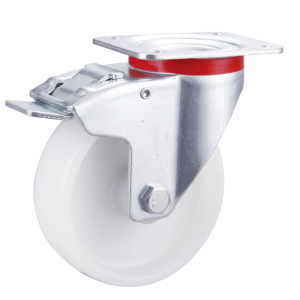 Solid White Nylon Wheel Swivel Braked Castor