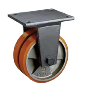 Coldene - Extra Heavy Duty Dual Wheel Fabricated Castor Fixed Plate Polyurethane Tyre Cast Iron Core - CDFABFTPXXXCIPX - Product Main Image