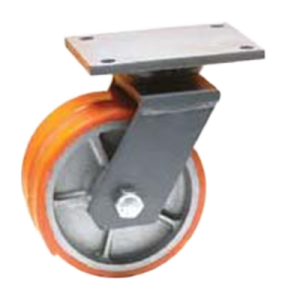 Coldene - Extra Heavy Duty Dual Wheel Fabricated Castor Swivel Plate Polyurethane Tyre Cast Iron Core - CDFABSTPXXXCIPX - Product Main Image