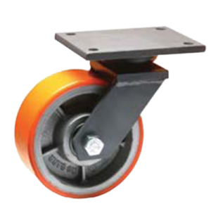 Coldene - Extra Heavy Duty Fabricated Single Wheel Castor Swivel Plate Polyurethane Tyre Cast Iron Core - CDFABSTPXXXCIPX - Product Main Image