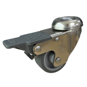 Coldene - Grey Non Marking Tyre Plastic Core Stainless Steel Bolt Hole Braked Castor - CDIBHBSSXXXGRT - Main Product Image