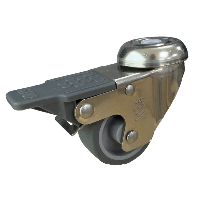 Coldene - Grey Non Marking Tyre Plastic Core Stainless Steel Bolt Hole Braked Castor - CDIBHBSSXXXGRT - Main Product Image