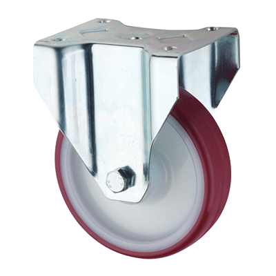 Coldene - Heavy Duty Pressed Steel Castor - Fixed Plate Polyurethane Tyre Nylon Wheel - CDFTPXXXPU-8