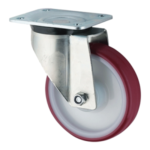 Coldene - Heavy Duty Pressed Steel Castor - Swivel Plate Polyurethane Tyre Nylon Wheel - CDFTPXXXPU-8