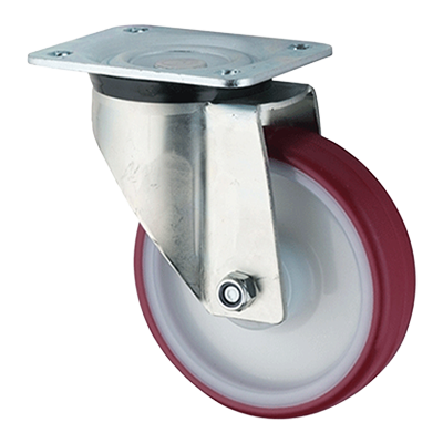 Coldene - Heavy Duty Pressed Steel Castor - Swivel Plate Polyurethane Tyre Nylon Wheel - CDFTPXXXPU-8