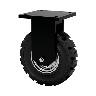 Coldene - Extra Heavy Duty Fabricated Single Wheel Castor Fixed Plate Solid Rubber Tyre Steel Core - CDFABFTPXXXSR - Product Main Image