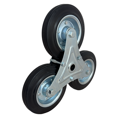 Coldene - Black Rubber Tyre Steel Core Pressed Steel Assembly Stair Climbing Castor - CDW160PS-STAIR - Main Image