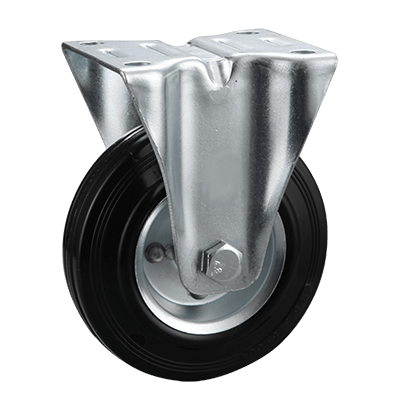 Coldene-Black-Rubber-Tyre-Steel-Core-Pressed-Steel-Fixed-Plate-Castor-CDFTPXXXPS-Main-Image